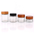 1oz 2oz 3oz wooden lid glass container jars with childproof cap